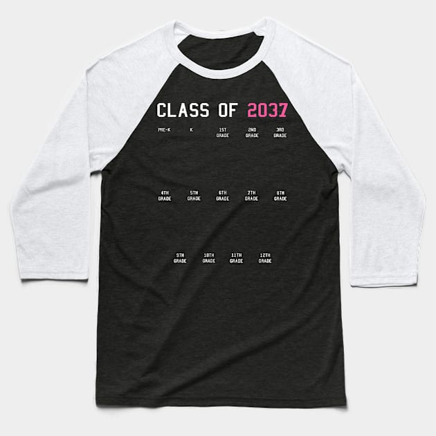 Class of 2037 Grow with Me Graduation First Day Handprints Baseball T-Shirt by KsuAnn